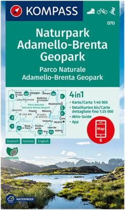 Kompass Carte Randonnée 070 Parc Naturel Adamello-Brenta Geopark