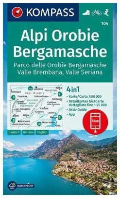 Kompass Carte Randonnée 104 Alpi Orobie, Bergamasche