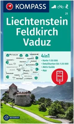 Kompass Carte Randonnée 21 Liechtenstein, Feldkirch, Vaduz