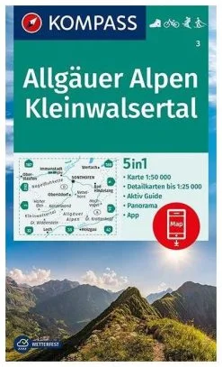 Kompass Carte Randonnée 3 Allgäuer Les Alpes, Kleinwalsertal