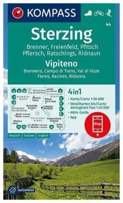 Kompass Carte Randonnée 44 Sterzing, Vipiteno