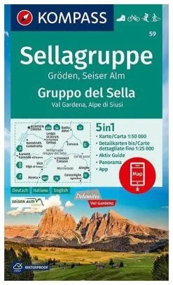 Kompass Carte Randonnée 59 Sellagruppe, Gröden, Seiser Alm