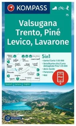 Kompass Carte Randonnée 75 Valsugana, Trento, Piné, Levico, Lavarone