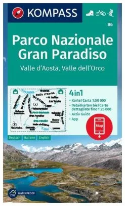 Kompass Carte Randonnée 86 Gran Paradiso, Valle D'Aosta, Valle Dell'Orco